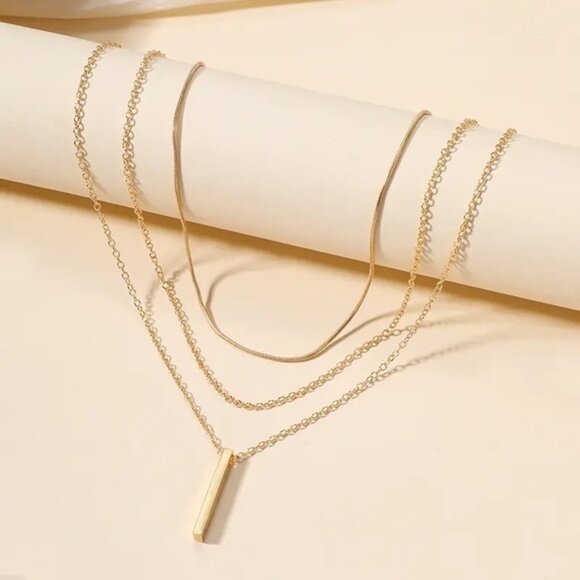 14K Gold filled pendant bar lariat necklace - Picture 2 of 4